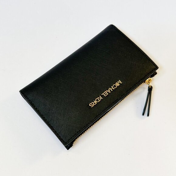 Michael Kors Jet Set Travel Small Bifold Card Case Wallet Black - Picture 3 of 11